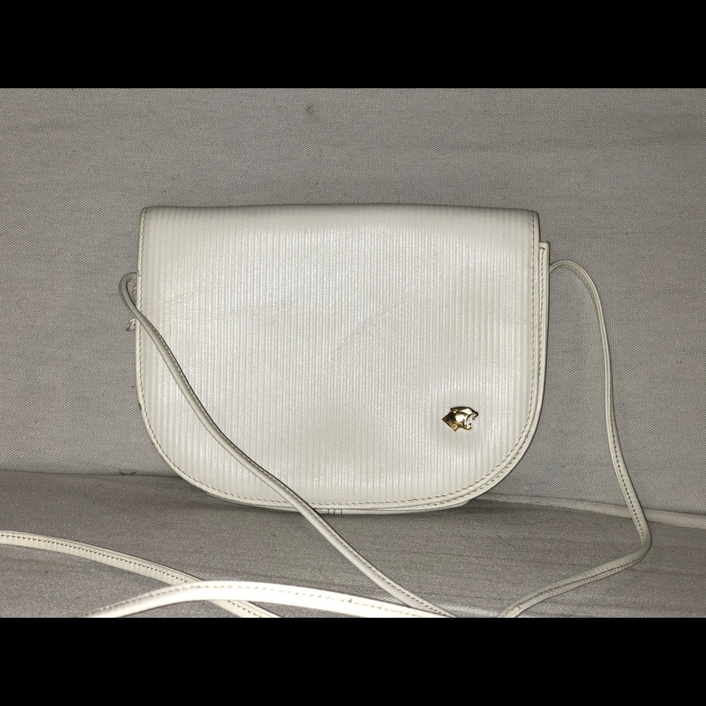 Vintage Bagheera White Leather Small Crossbody Bag